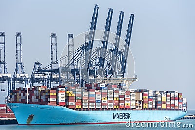 Large, Maersk owned, container ship 