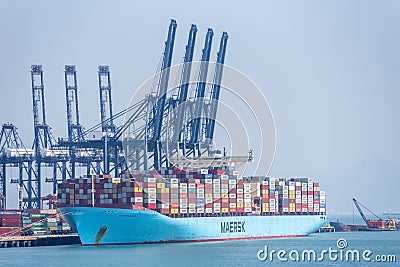 Large, Maersk owned, container ship 