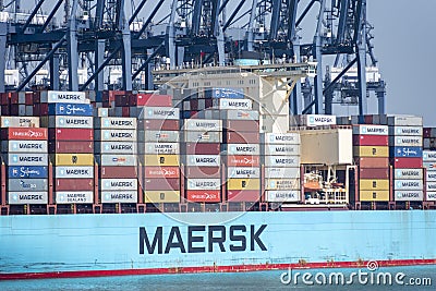 Large, Maersk owned, container ship 