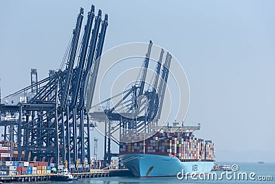 Large, Maersk owned, container ship 