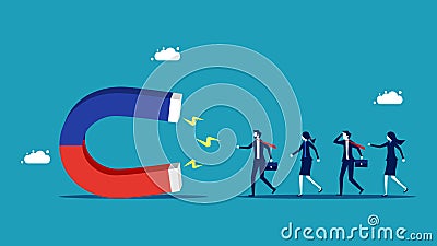 large magnet attracts business people. attracting tourists or investors Vector Illustration