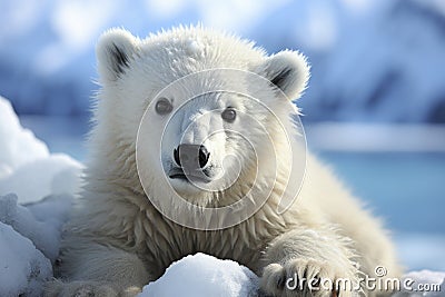 Large male polar bear on Arctic tundra Stock Photo