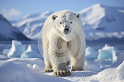 Large male polar bear on Arctic tundra Stock Photo