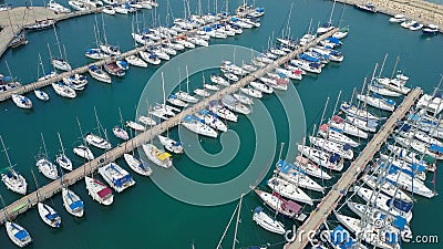 Large marina with various Yachts and boats Stock Photo