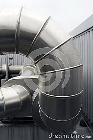 Large metal heating ducts Stock Photo