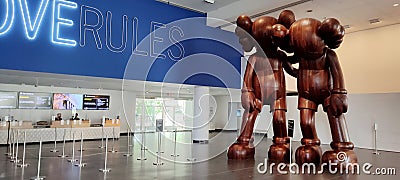 Large Mickey Mouse-like Wooden Statues by the Entrance Atrium, Brooklyn Museum, New York, USA Editorial Stock Photo