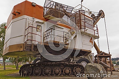 Large mine tracked excavator on display Editorial Stock Photo