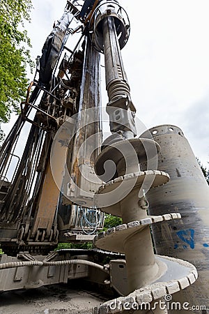 Large mobile industrial drilling machine Stock Photo