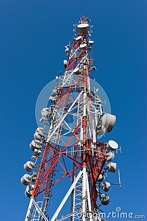 A large mobile phone antenna tower Stock Photo