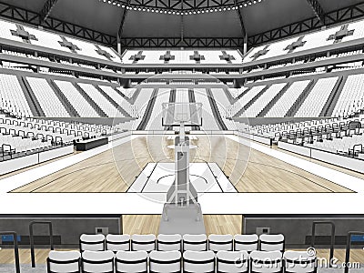 Large modern basketball arena with white seats Stock Photo