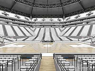 Large modern basketball arena with white seats Stock Photo