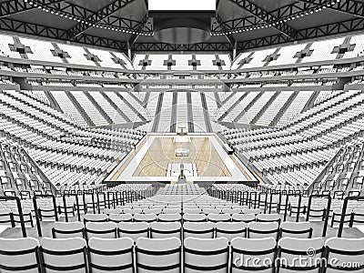 Large modern basketball arena with white seats Stock Photo