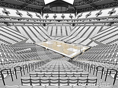 Large modern basketball arena with white seats Stock Photo