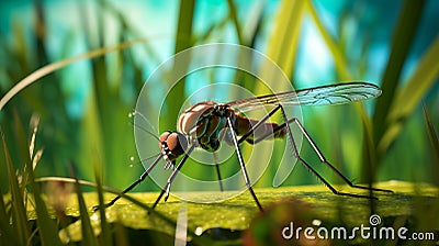 Mosquito Concept Art: Maya Rendered Mosquito On Green Grass Stock Photo