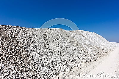 A large mound of crushed stone limestone Stock Photo