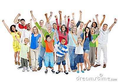 Large Multi-Ethnic Diverse Mixed Age People Stock Photo