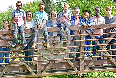 Large Multi-Racial Family, Adoption, Foster Care Stock Photo