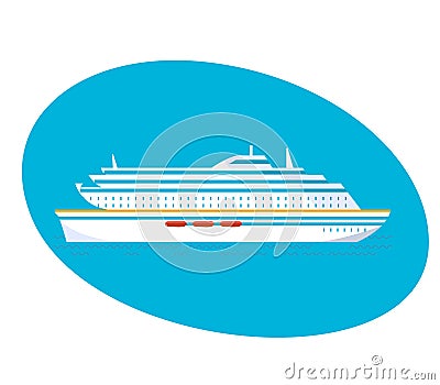 A large multi-storey cruise passenger liner on a white background. Vector Illustration