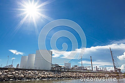 Large natural gas storage tanks Stock Photo