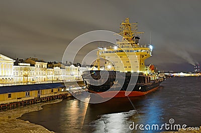 Large nuclear-powered icebreaker. Stock Photo