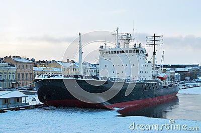 Large nuclear-powered icebreaker. Stock Photo