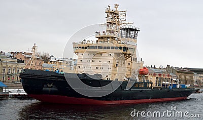 Large nuclear-powered icebreaker. Stock Photo