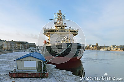 Large nuclear-powered icebreaker. Stock Photo