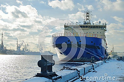 Large nuclear-powered icebreaker. Stock Photo