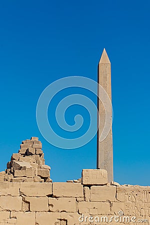 Large obelisk in Karnak temple in Luxor, Egypt Stock Photo