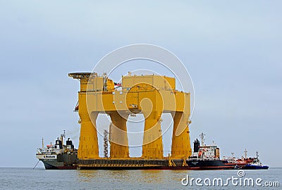 A large off-shore wind platform enroute to Norway Editorial Stock Photo
