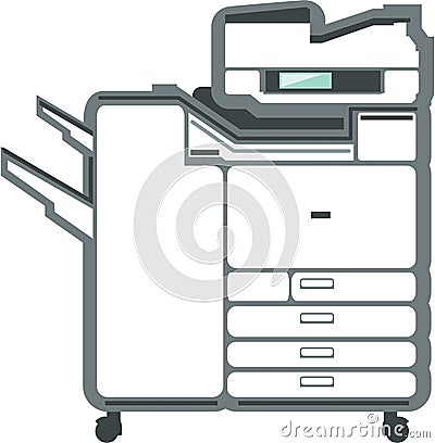 Large office printer copier Vector Illustration