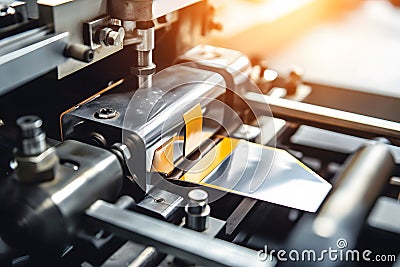 Large offset printing press or magazine running. Neural network AI generated Stock Photo