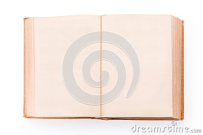 Large old open book with blank pages isolated with clipping path Stock Photo