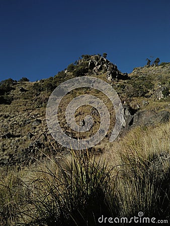 An old rock on the Mount Sumbing Stock Photo