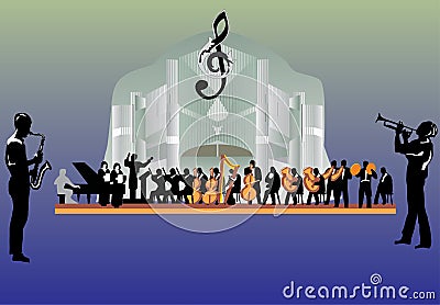 Large orchestra illustration Stock Photo
