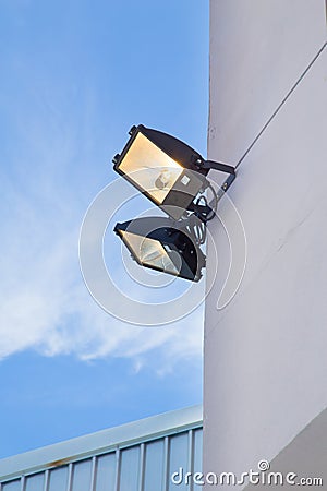 Large outdoor light on blue sky vertical Stock Photo