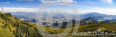 Large panoramic view of Quito city, Ecuador Stock Photo