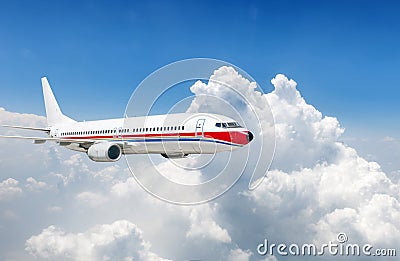 Large passenger plane flying Stock Photo