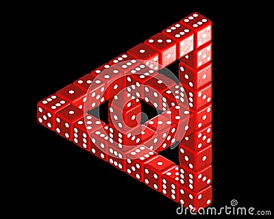 Large Penrose triangle from dice Stock Photo