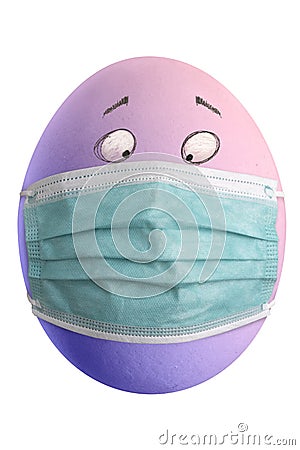 Easter egg with rainbow colors, eyes and mask Stock Photo