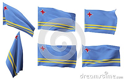 Six different positions of the flag of Aruba Stock Photo