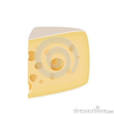 Large piece of Maasdam cheese. Realictic vector illustration for meal design. Isolated on white background. Vector Illustration