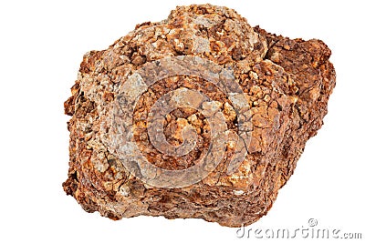 large piece of metallurgical ferrous iron stone ore isolated on whie background Stock Photo