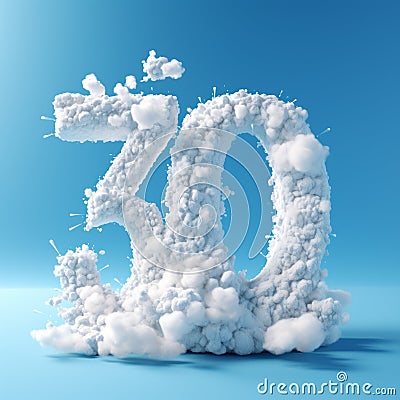 Celebrate Thirties With 3d Organic Clouds In Vibrant Blue Sky Cartoon Illustration