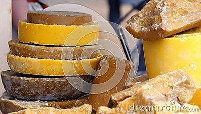 Large pieces of beeswax Stock Photo