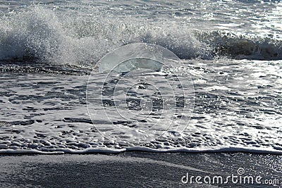 large pieces of iceburg on black sand beach in Iceland Stock Photo