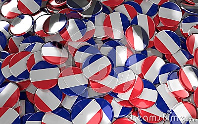 Large pile of Badges with France flag Stock Photo