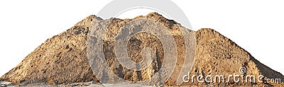 A large pile of construction sand with traces of tractor wheels Stock Photo