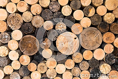 Pile of fire wood, aspen and birch Stock Photo