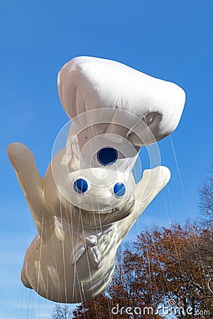 Pillsbury Doughboy Balloon in the Macy`s Thanksgiving Day Parade in New York City Editorial Stock Photo